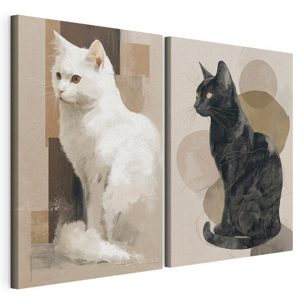 Stampa su tela modulare Gatto bianco e gatto nero