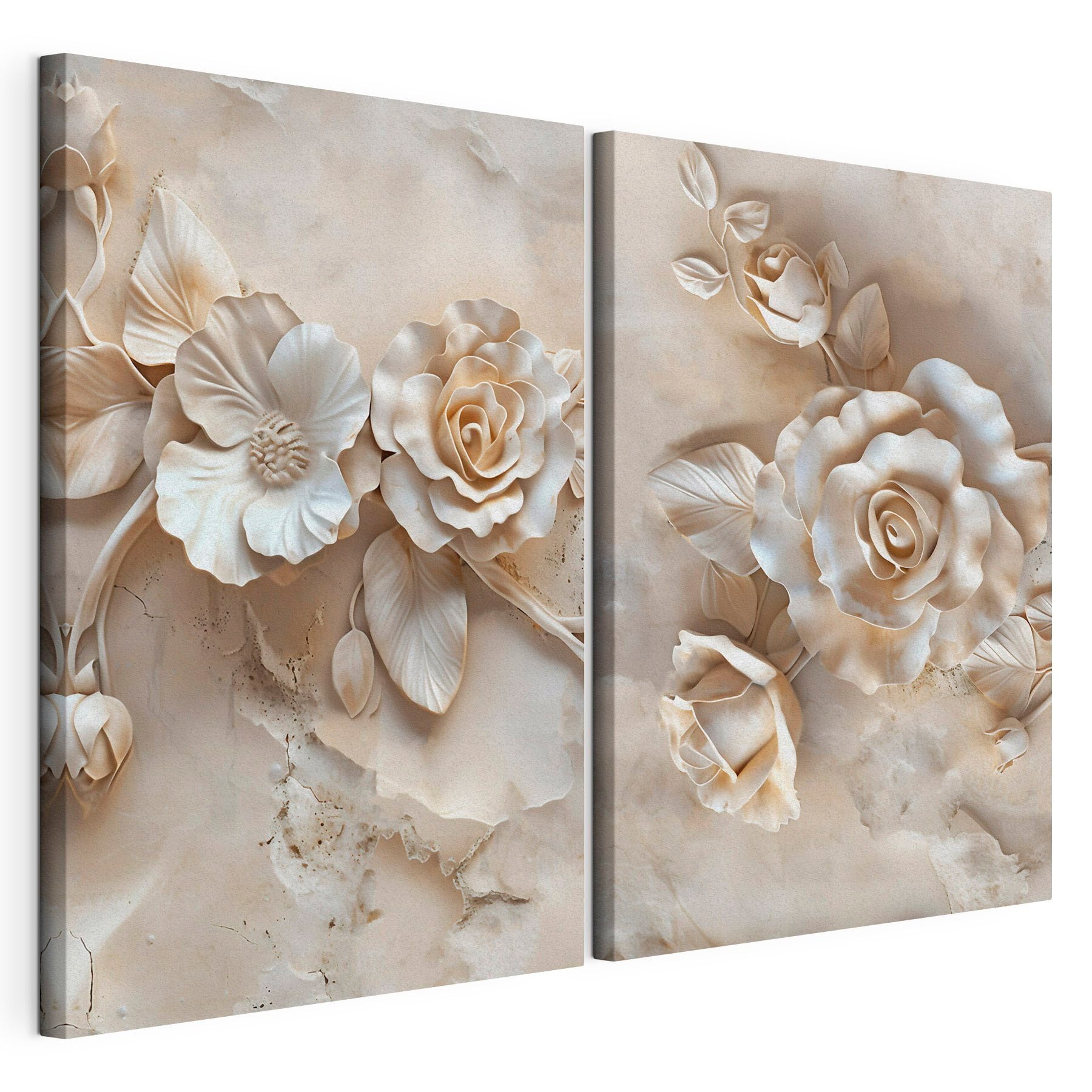 Collage of flowers on a marble surface