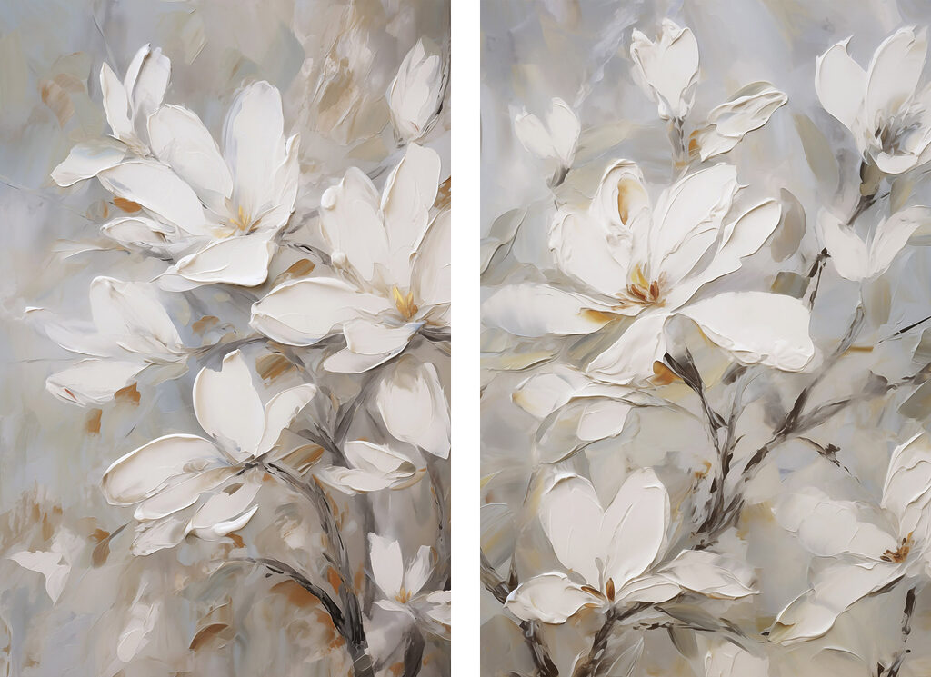Painting of flowers on canvas