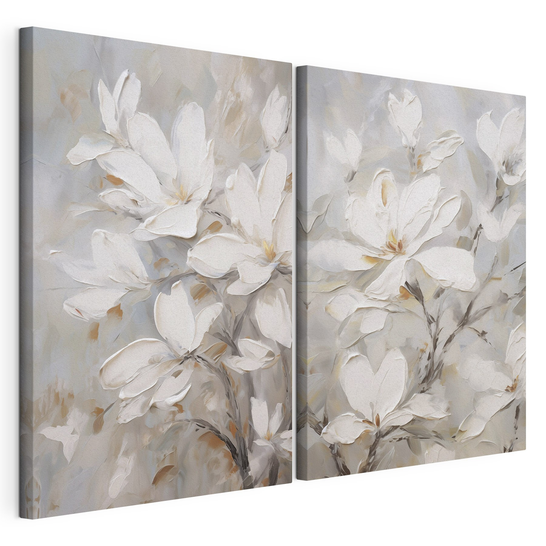 Painting of flowers on canvas