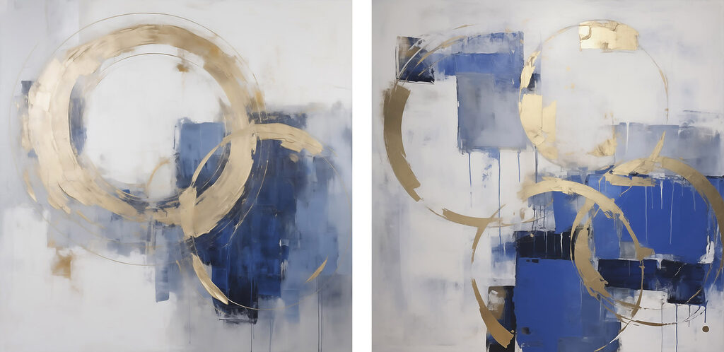Bold shapes in vibrant blue tones