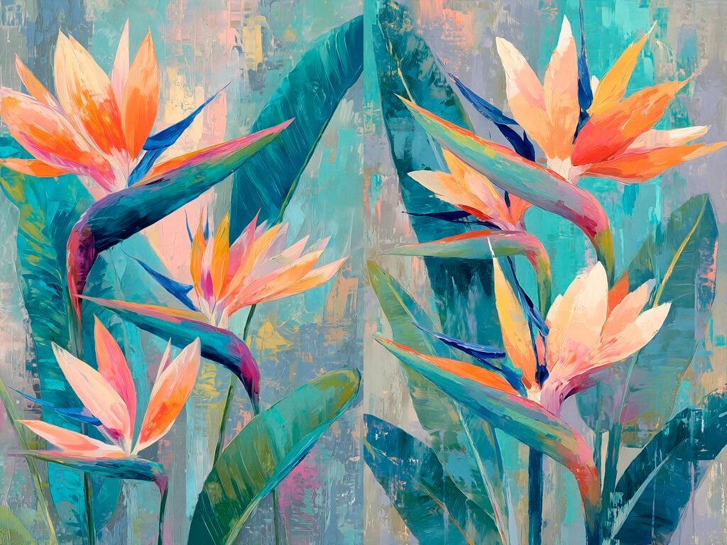 Painting of flowers and leaves