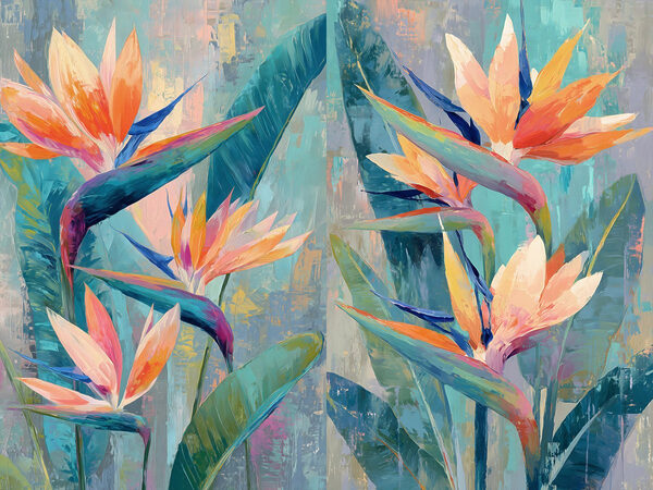 Painting of flowers and leaves