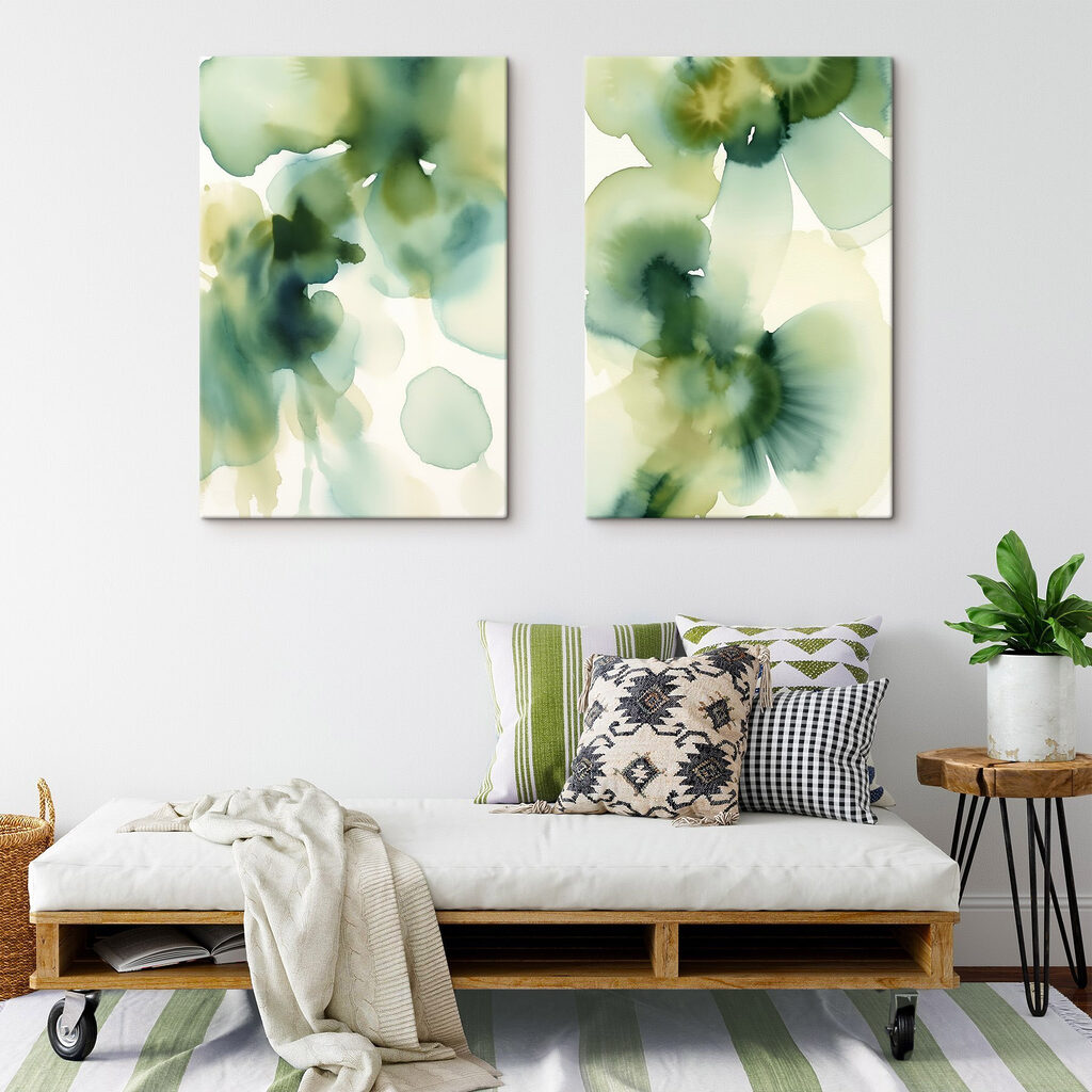 Fluid greens and blues in harmony