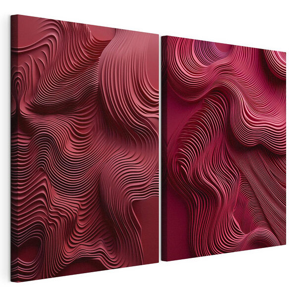 Stampa su tela modulare Linee ondulate rosse e rosa