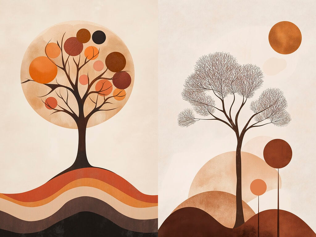Two images of trees