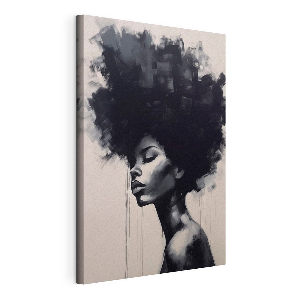 Painting of a woman with a big afro Painting of a woman with a big afro