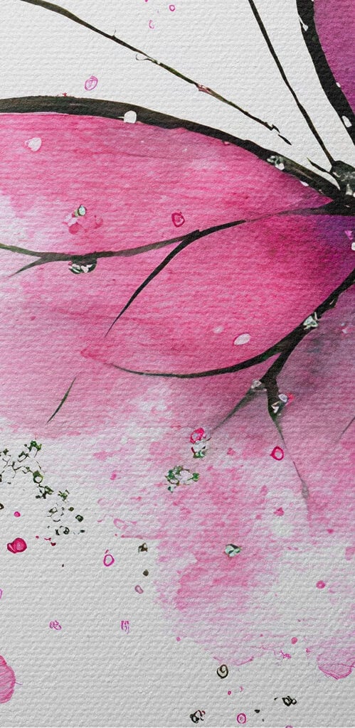 Delicate pink butterfly on a canvas