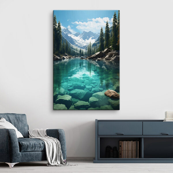 Quadri Lago di montagna con alberi e rocce