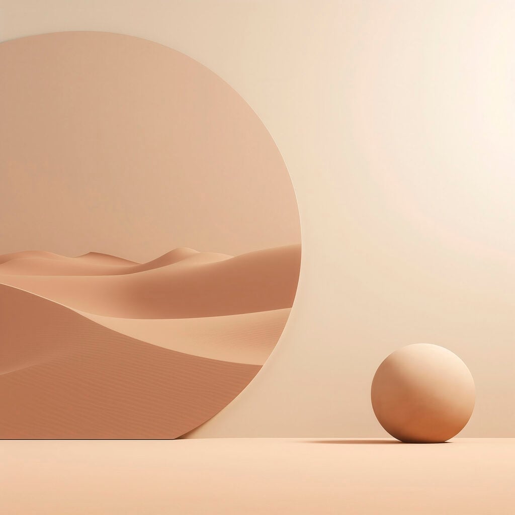 Round object next to a mirror