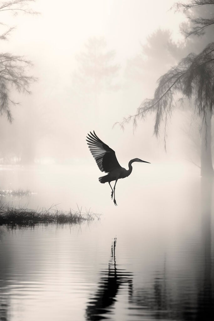 Bird flying over water