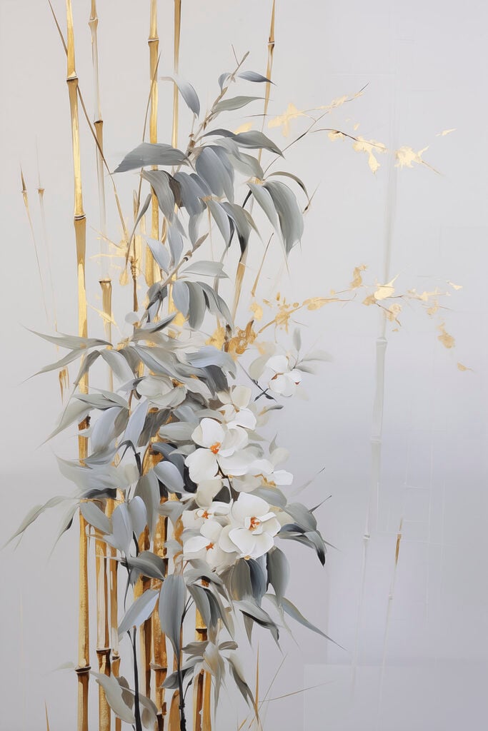 Painting of flowers and leaves