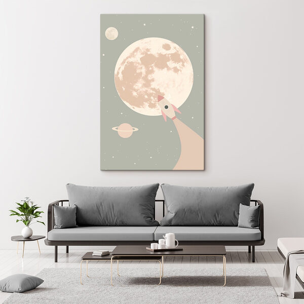 Quadri Razzo che sorvola la Luna