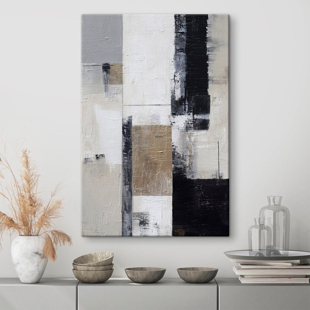 Painting of a white and black rectangular object