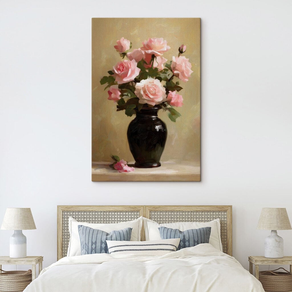 Vase with pink flowers