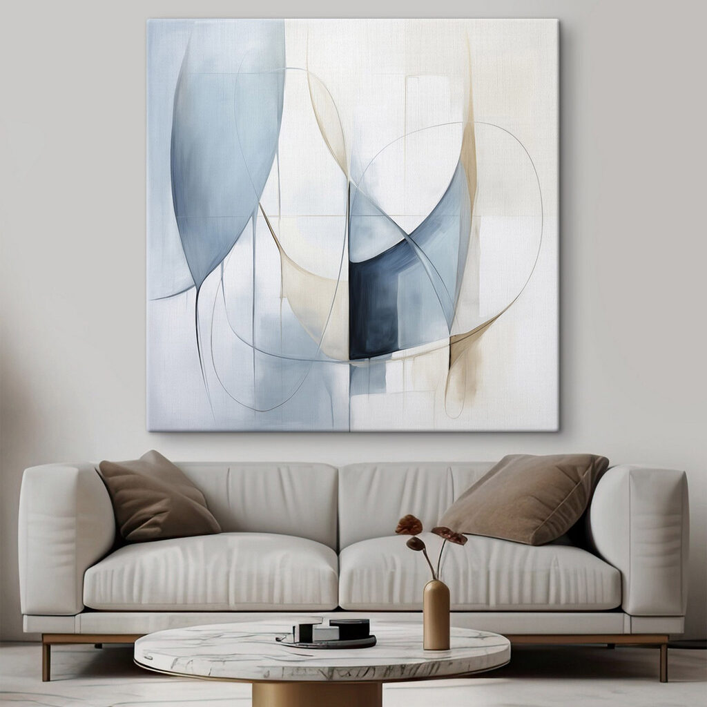 Painting of a blue and white art