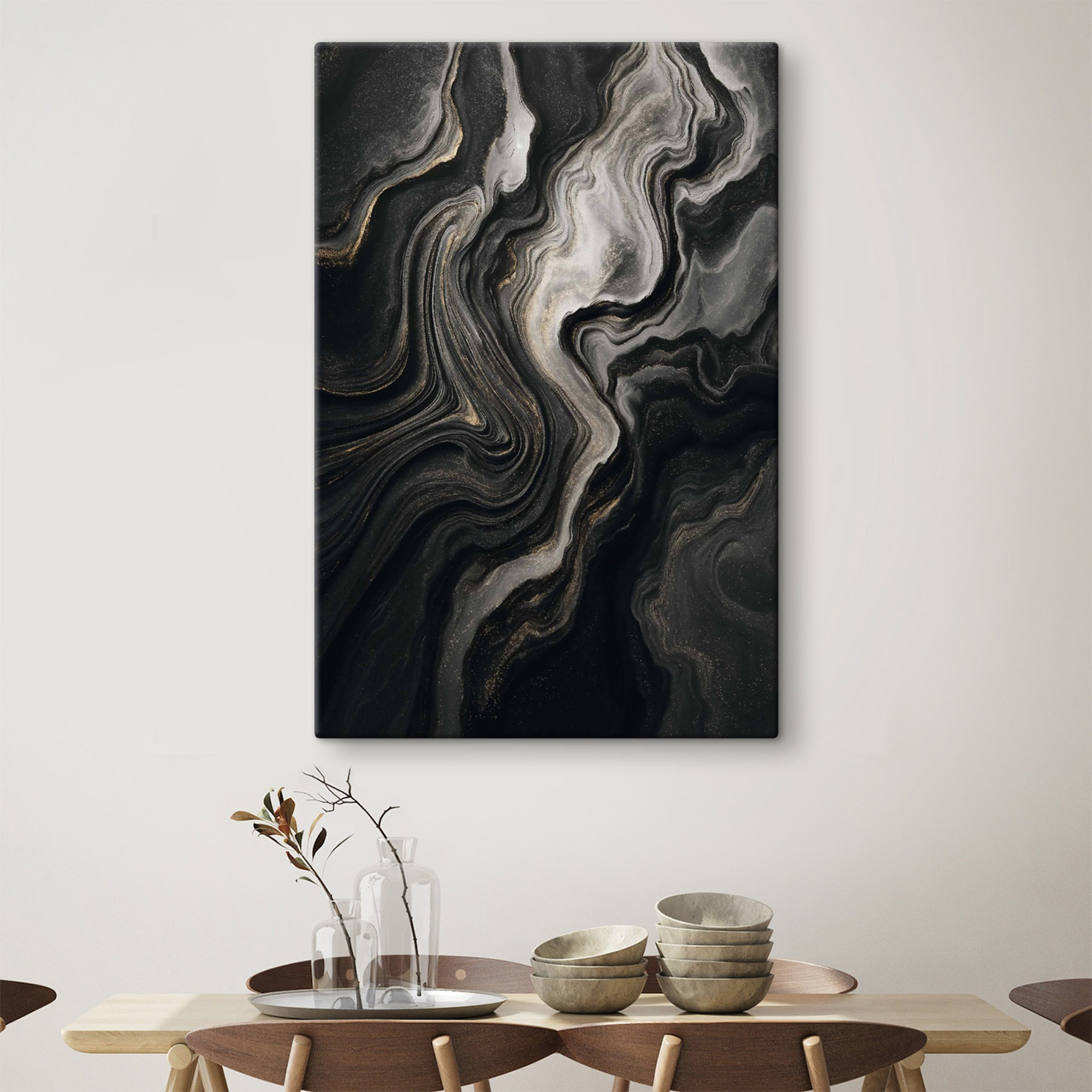 Black and white marbled surface