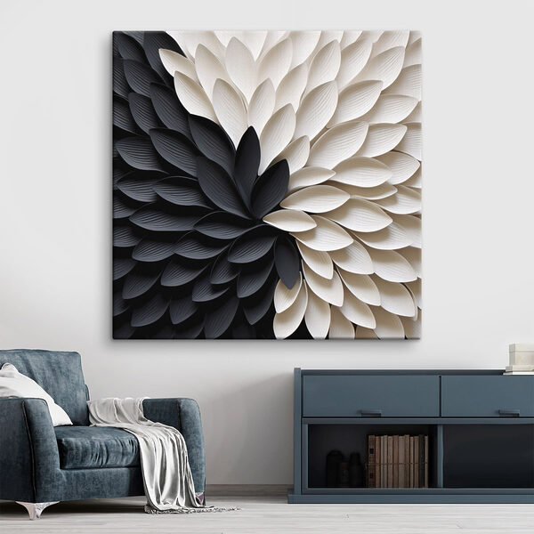 Quadri Quadri Fiore bianco e nero (COD: s48604)