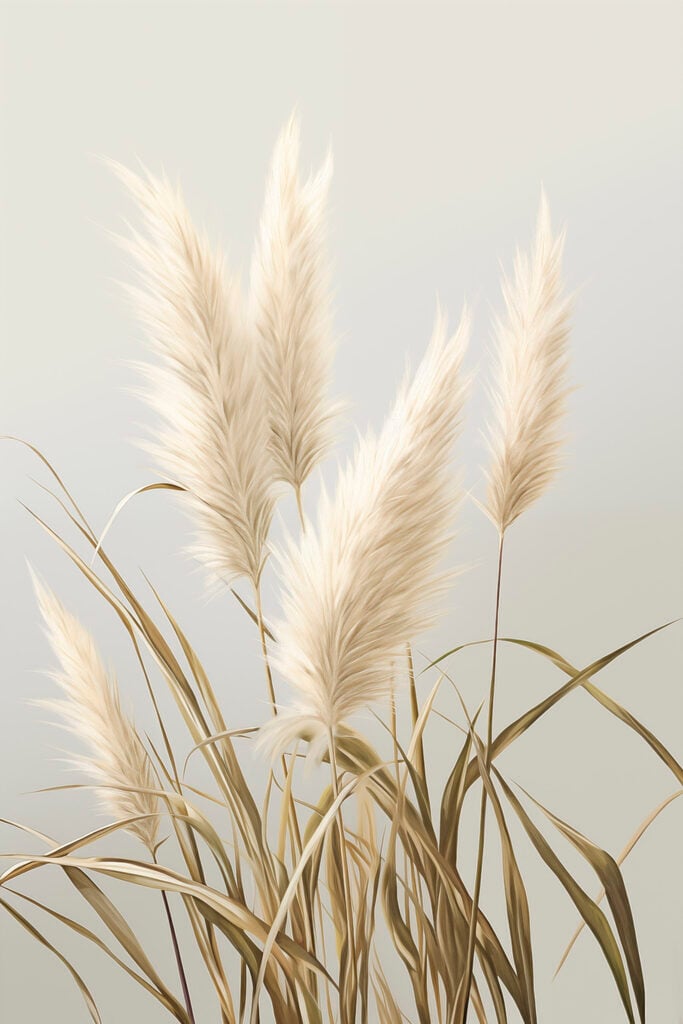 Pampas grass in soft pastel tones