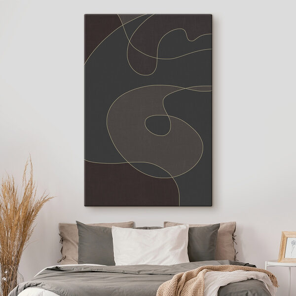 Quadri Quadri Sfondo nero e grigio con una linea gialla (COD: s48998)