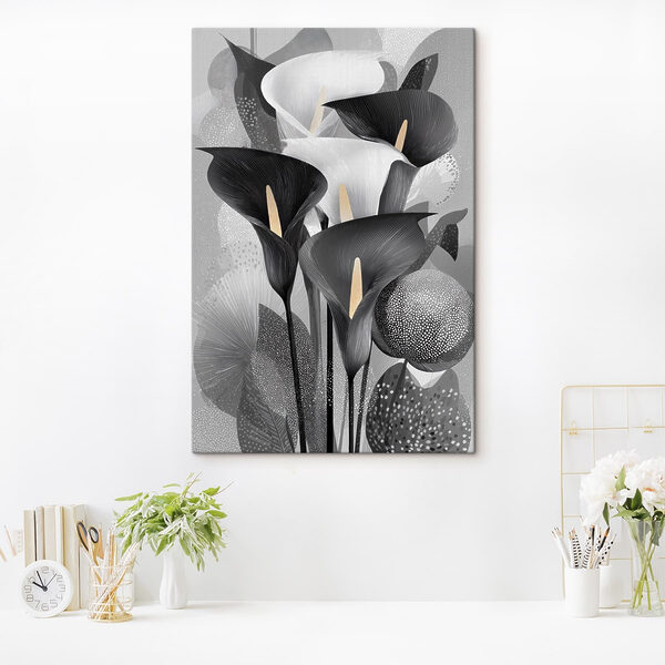 Quadri Quadri Composizione di fiori bianchi e neri (COD: s49086)