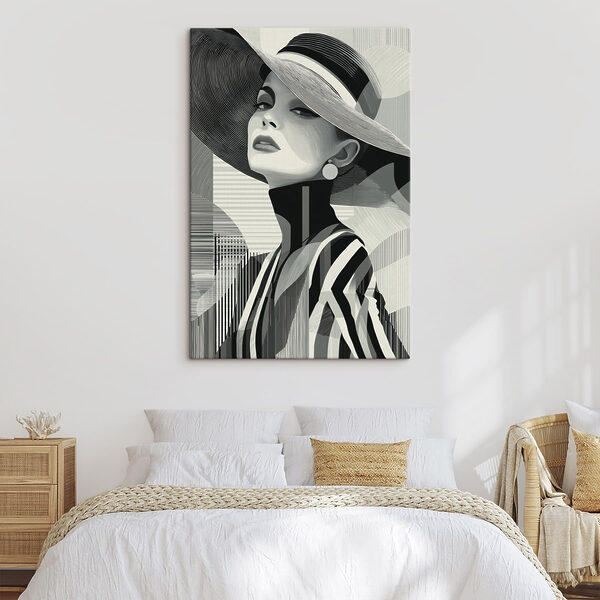 Quadri Quadri Donna con un cappello (COD: s49089)