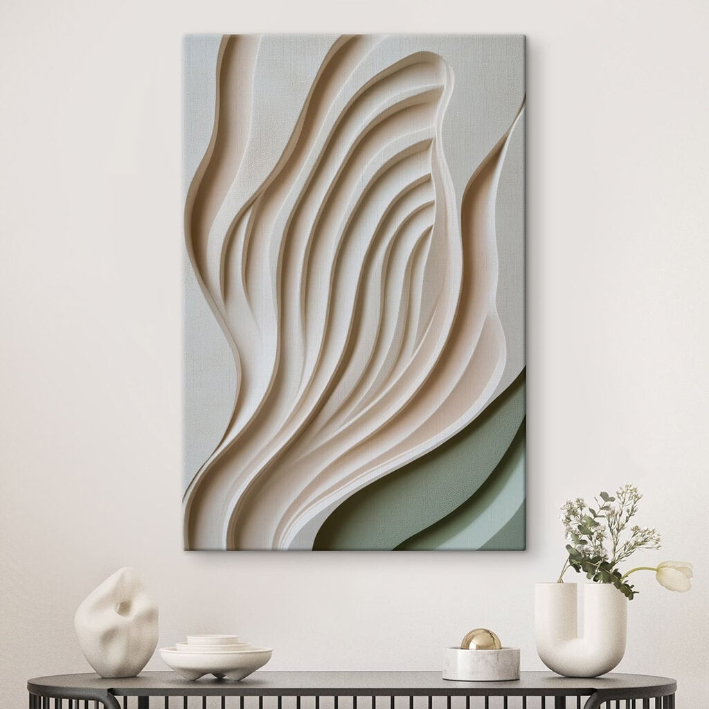 White and grey wall with wavy lines