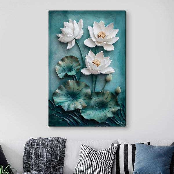 Quadri Quadri Fiori bianchi e foglie verdi (COD: s49204)