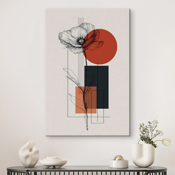 Quadri Quadri Fiore con uno stelo e un cerchio rosso (COD: s49229)