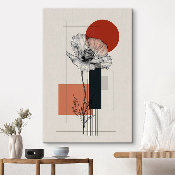 Quadri Quadri Fiore con uno stelo e un cerchio rosso (COD: s49230)