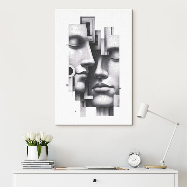Quadri Quadri Immagine in bianco e nero di due volti (COD: s49242)