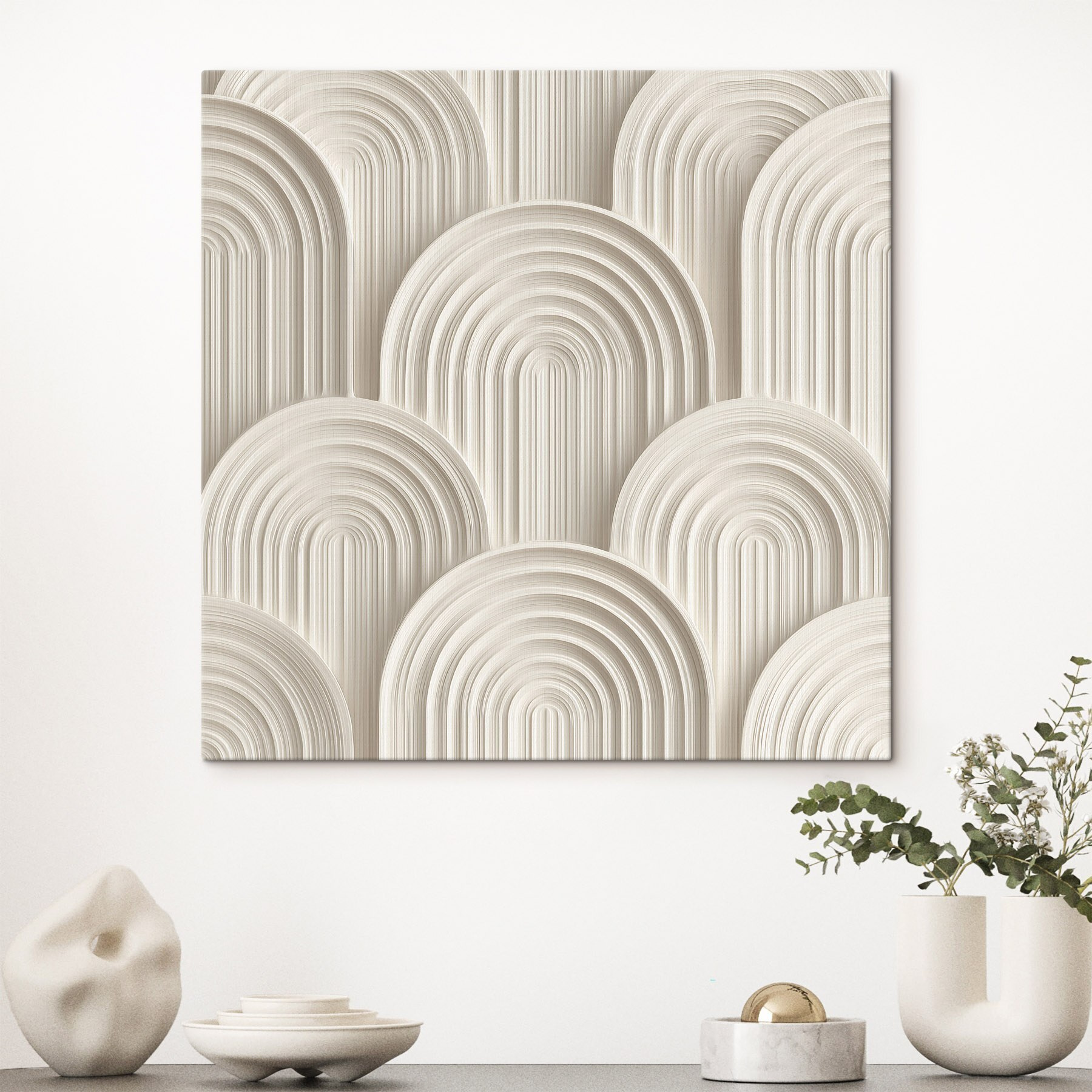 White wall with white circles