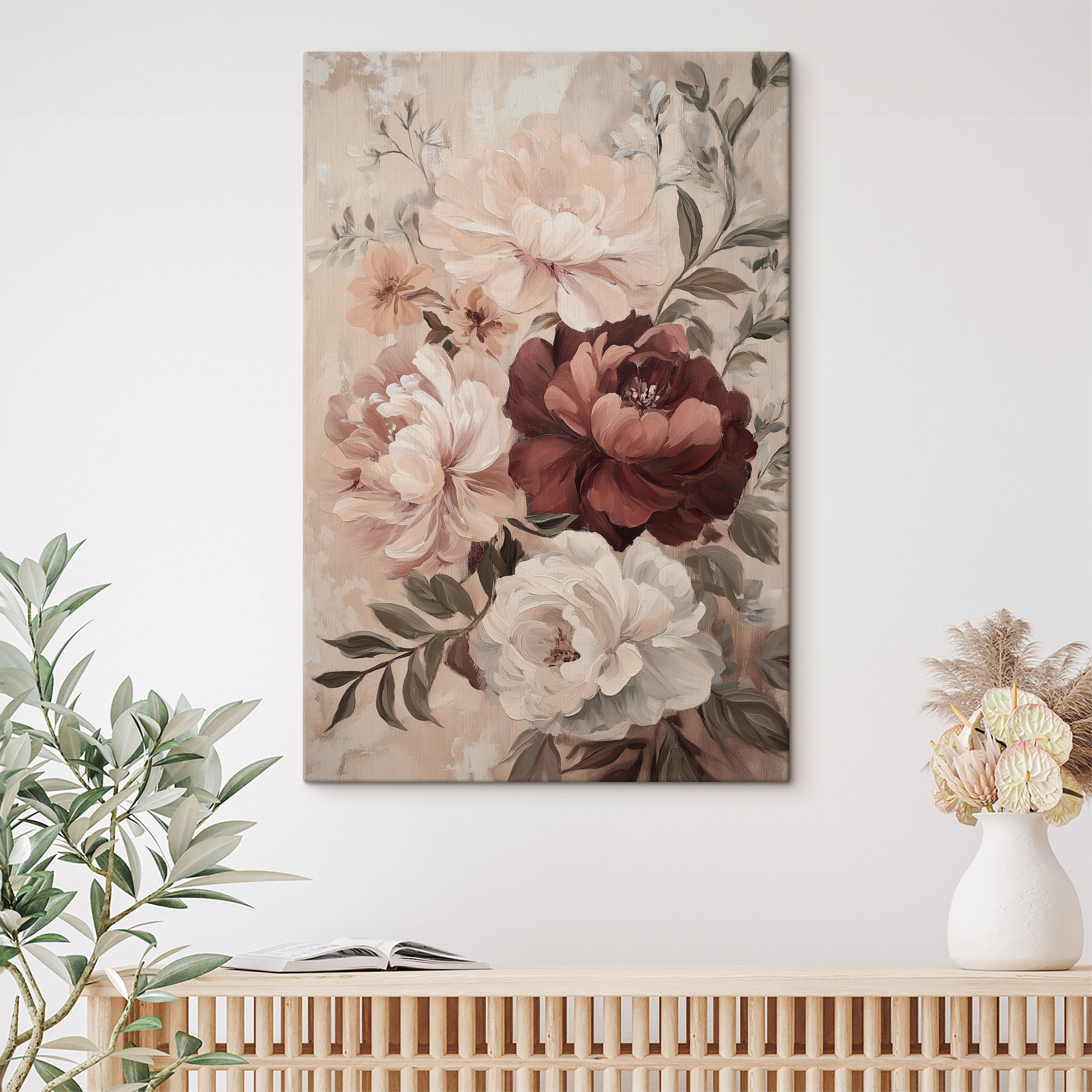 Painting of flowers on a wall