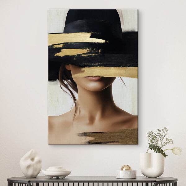 Quadri Quadri Donna con un cappello che le copre il viso (COD: s49268)