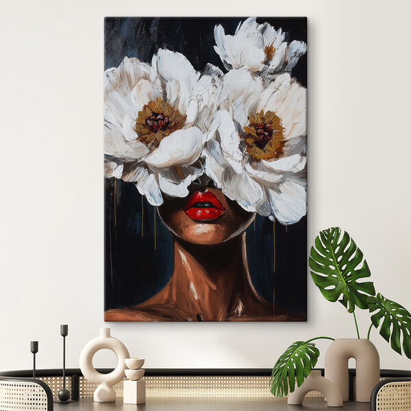 Quadri Quadri Dipinto raffigurante una donna con dei fiori sul viso (COD: s49269)