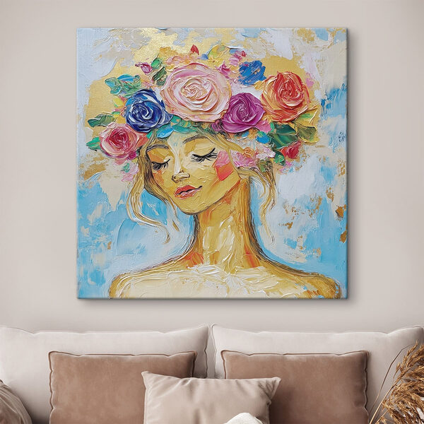 Quadri Quadri Dipinto raffigurante una donna con dei fiori tra i capelli (COD: s49287)