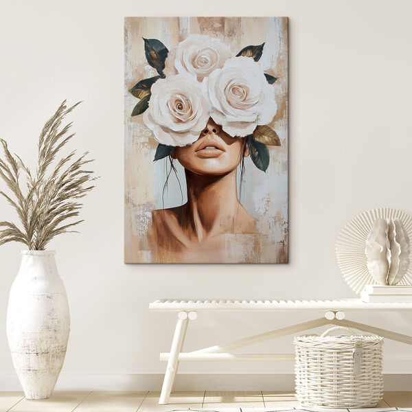 Quadri Quadri Dipinto raffigurante una donna con dei fiori sul viso (COD: s49288)