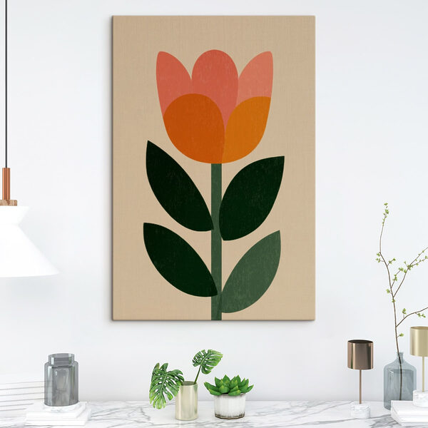 Quadri Quadri Fiore con foglie su uno stelo (COD: s49299)