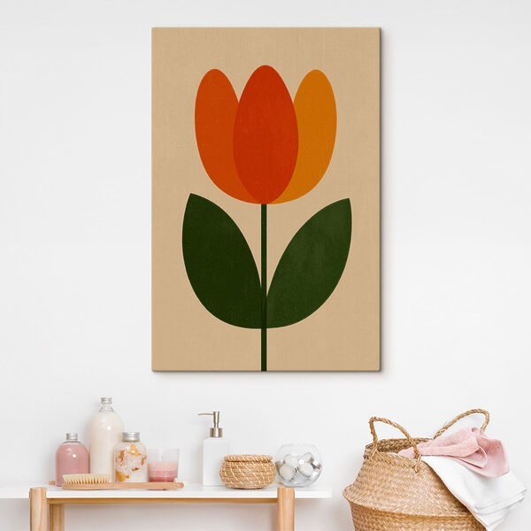 Quadri Quadri Fiore con foglie arancioni e verdi (COD: s49300)
