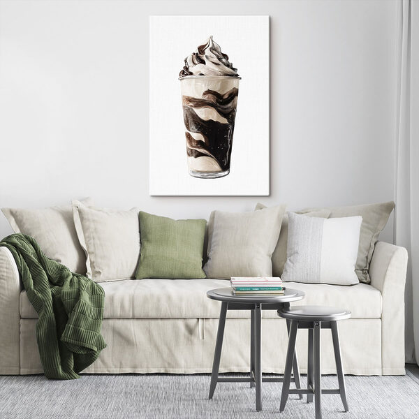 Quadri Quadri Gelato al cioccolato e alla vaniglia in una coppetta (COD: s49310)