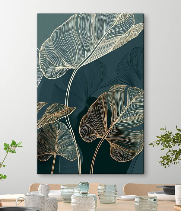 Elegant leaves on dark background