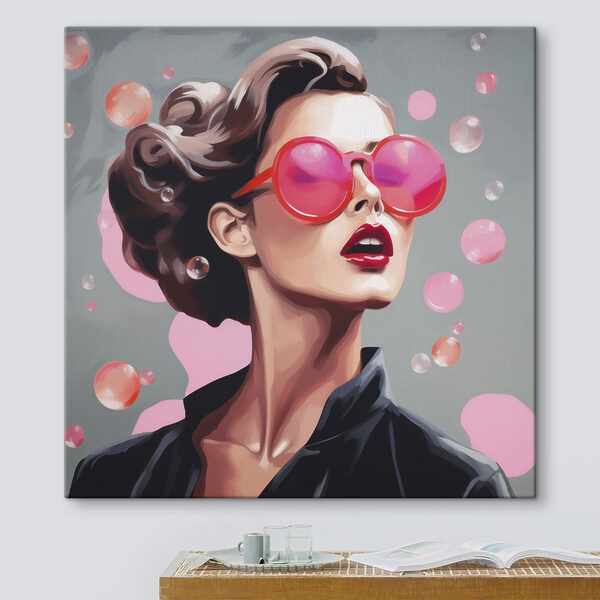 Quadri Quadri Donna con occhiali da sole rosa (COD: s49386)