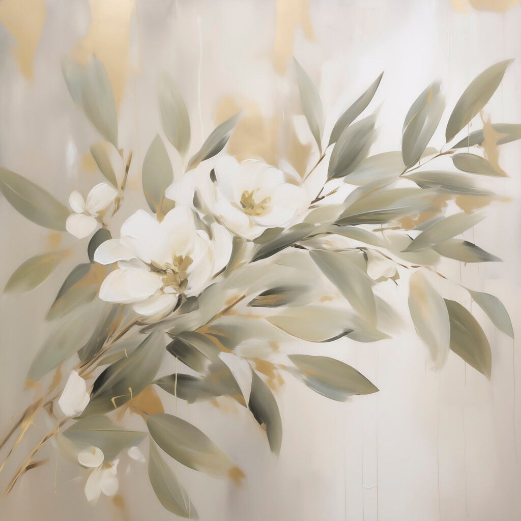 Painting of flowers and leaves