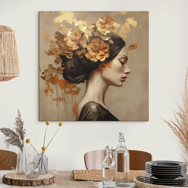 Quadri Quadri Dipinto raffigurante una donna con dei fiori tra i capelli (COD: s49401)