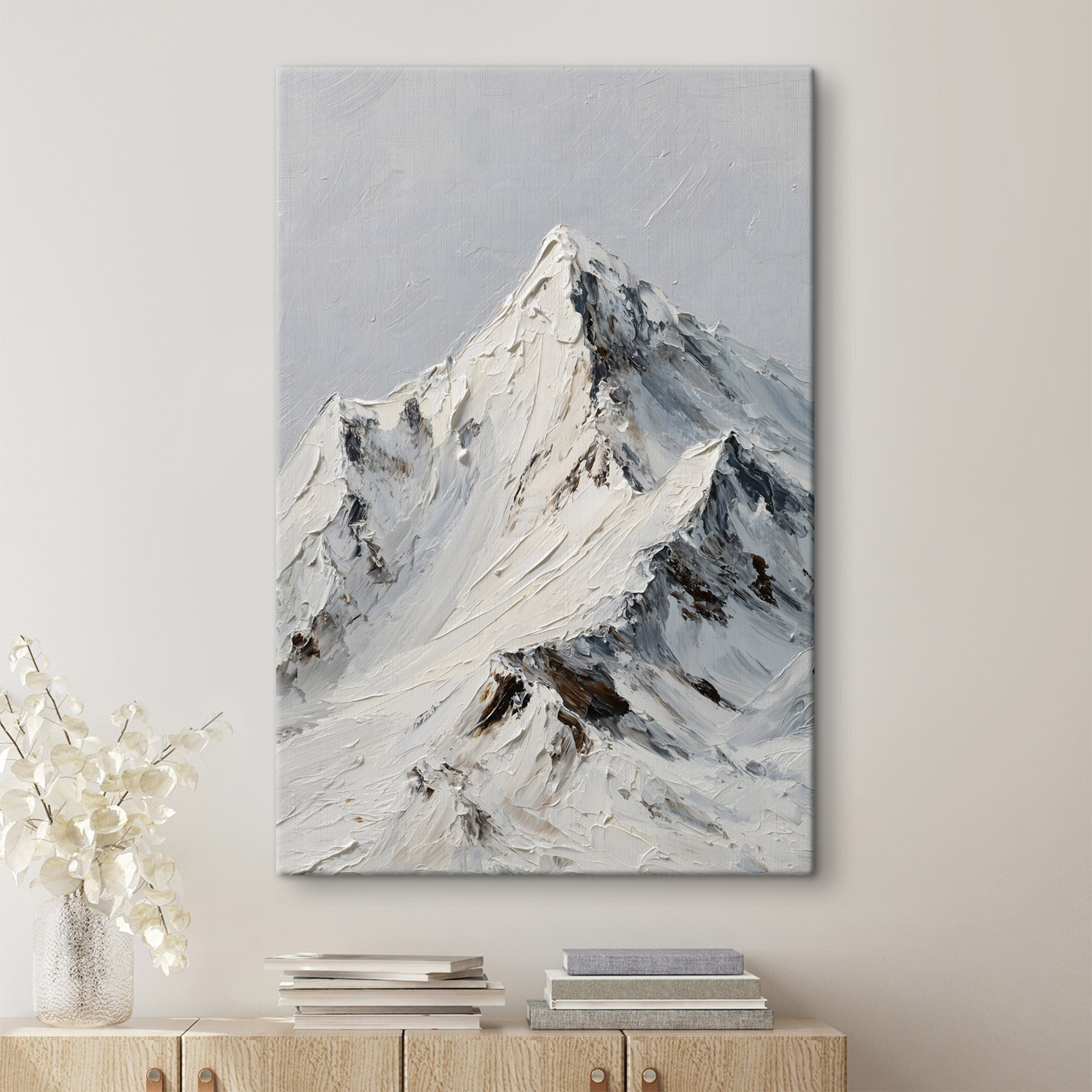 Snowy mountain with snow on top