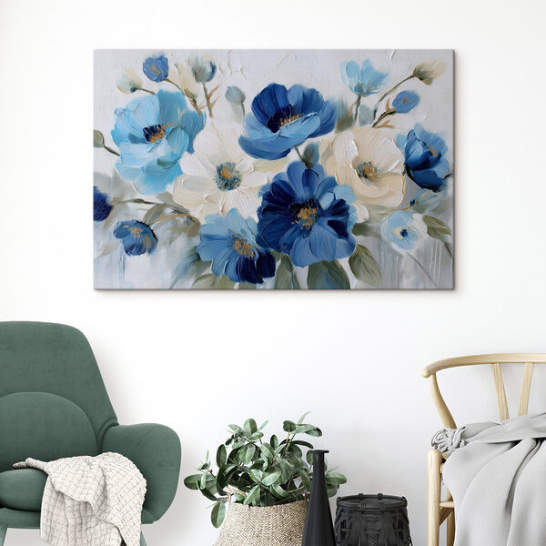 Quadri Quadri Dipinto raffigurante fiori blu e bianchi (COD: s49533)