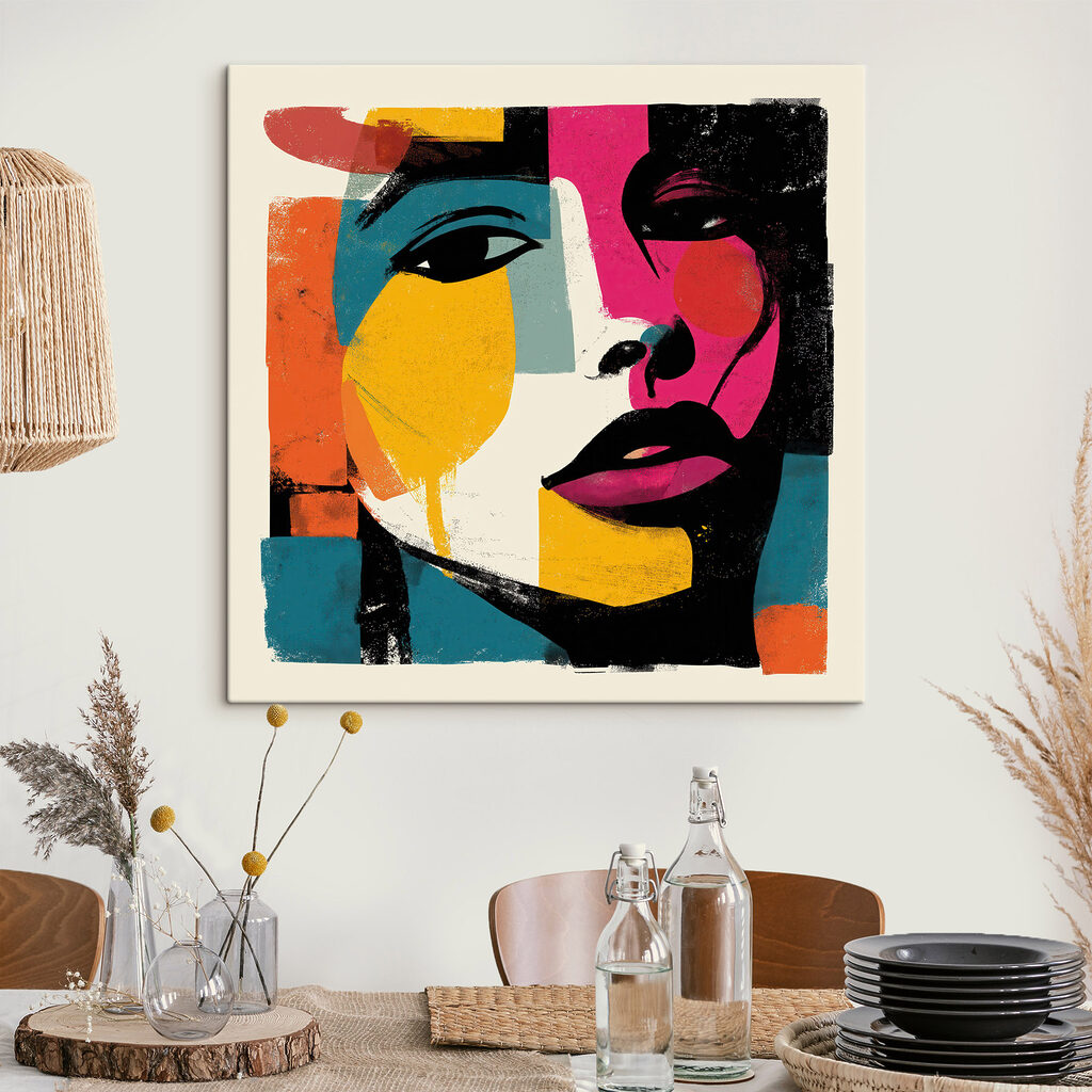 Woman's face with colorful paint