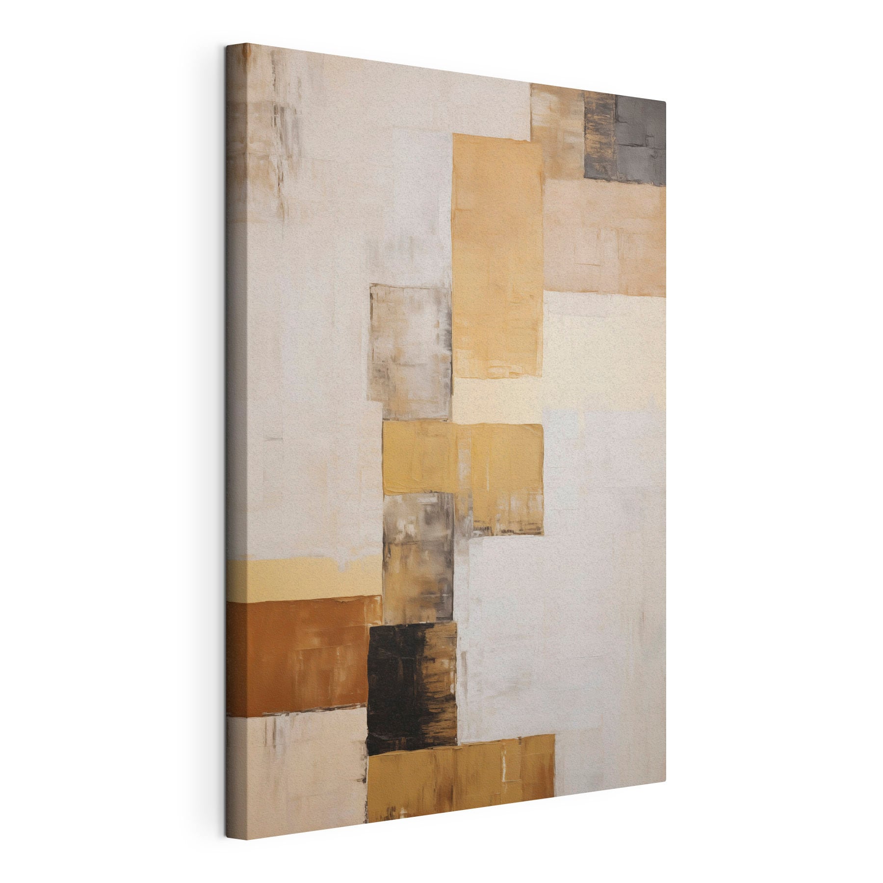 Painting of a white and brown rectangular object