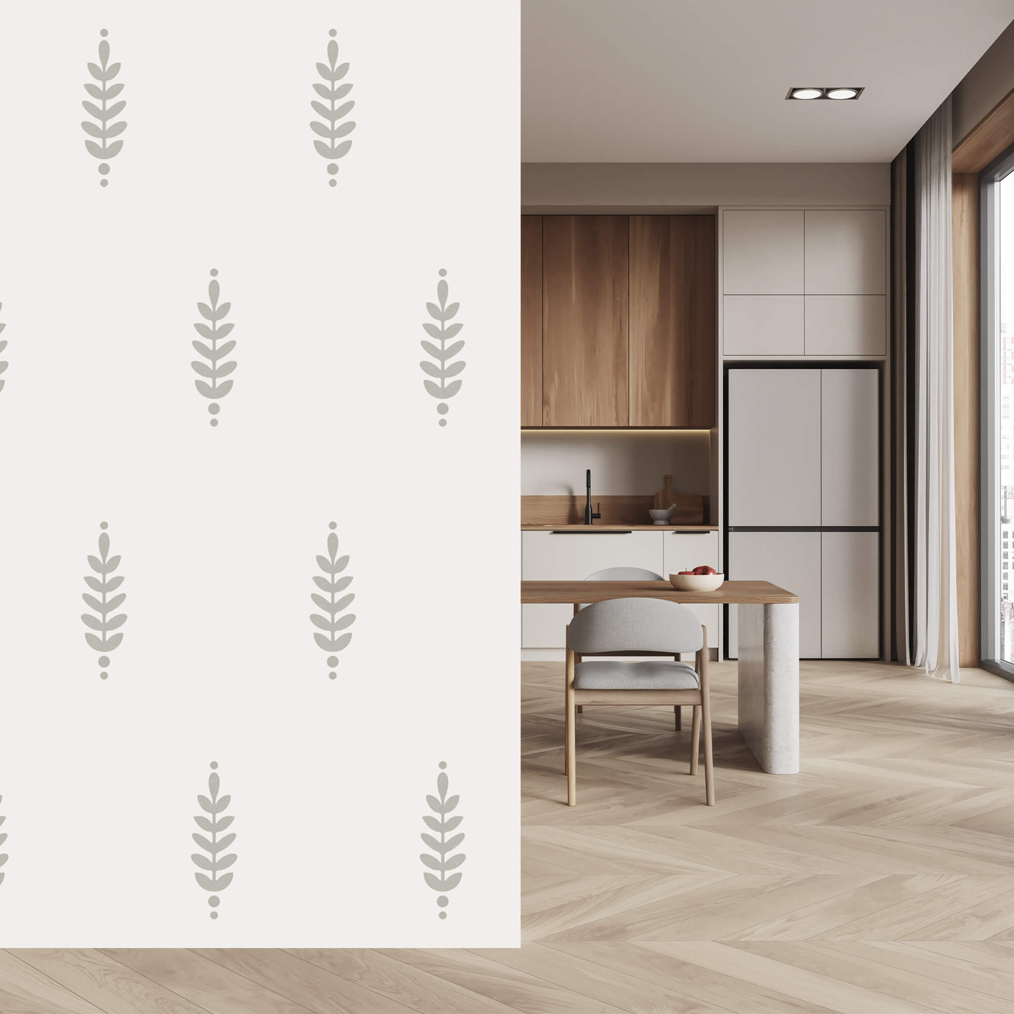 Motivo di foglie su sfondo bianco