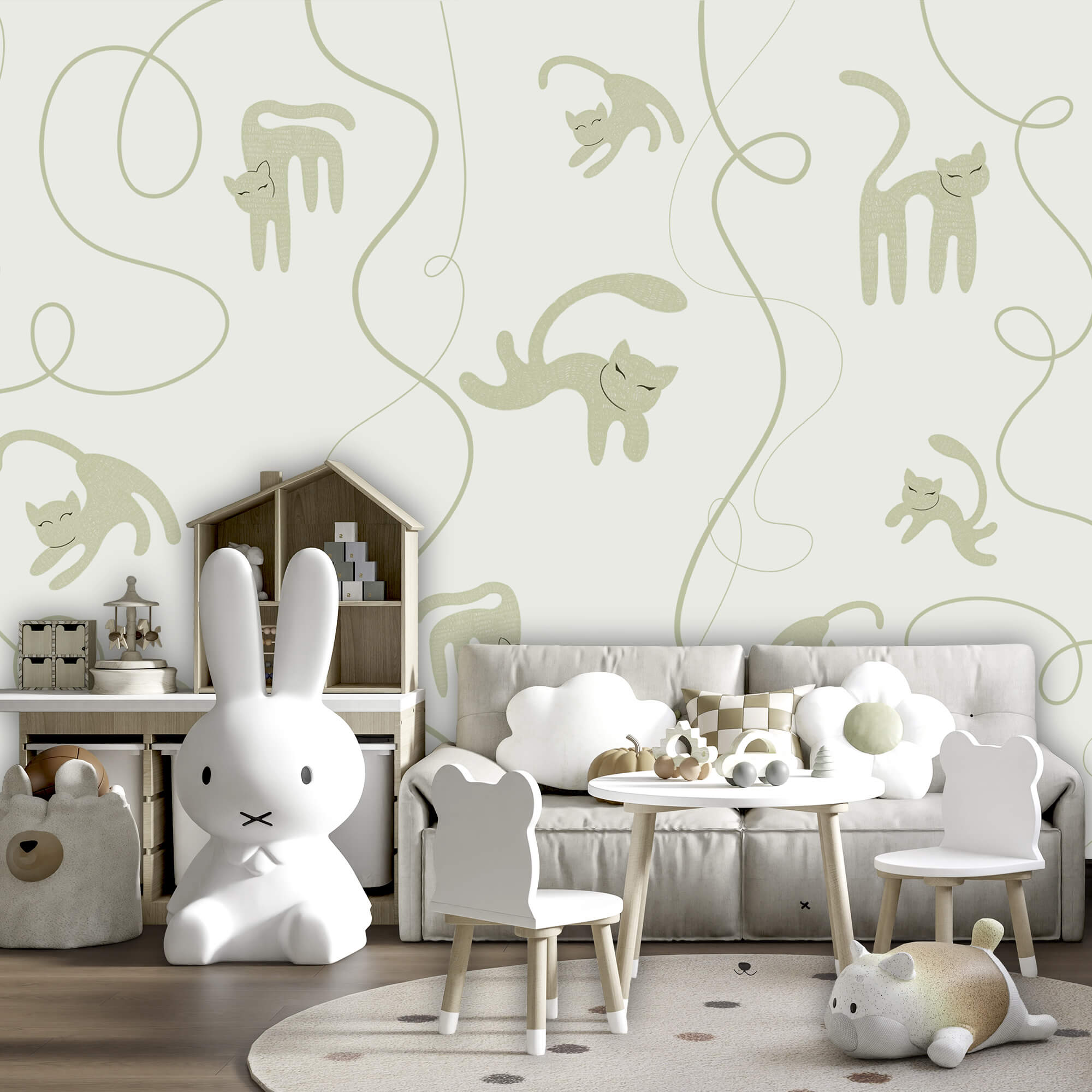 Motivo con gatti e rampicanti